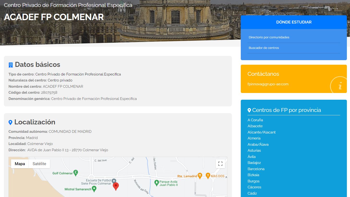 localizador centros formacion profesional