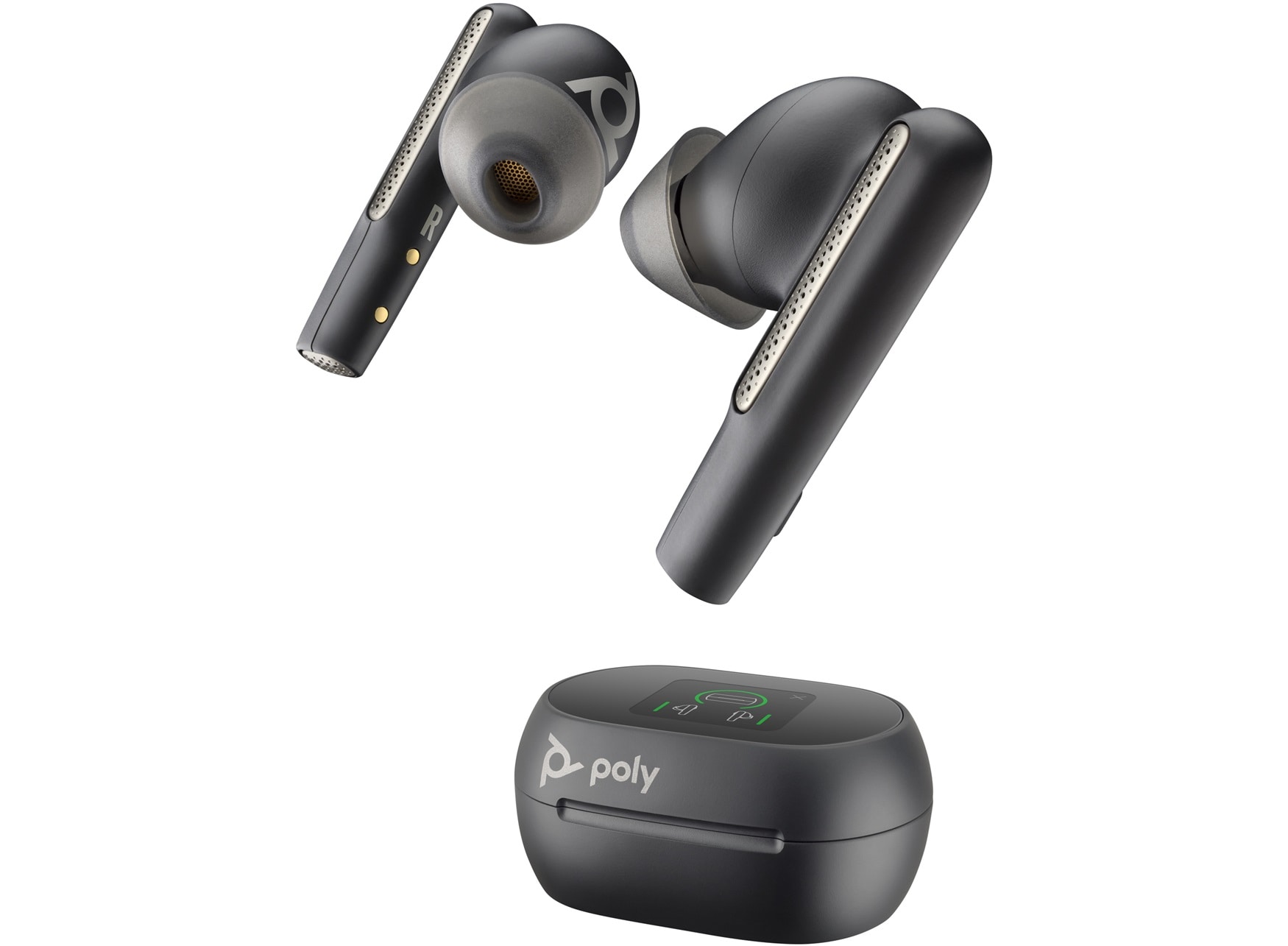 Intrauriculares Poly Voyager Free 60 UC M color Negro Carbono Adaptador USB-C BT700 Estuche de carga con pantalla táctil